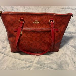 Coach signature city tote red